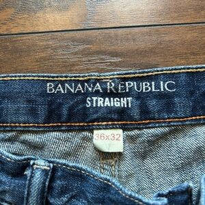 Banana Republic Straight Denim Jeans in Blue with Orange Stitching